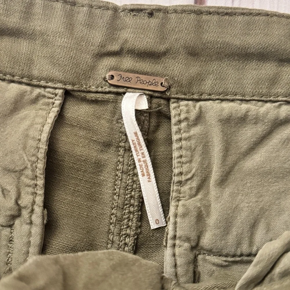 Free People Pants Women 0 Olive Green Wide Leg Pleated High Rise Casual Trousers